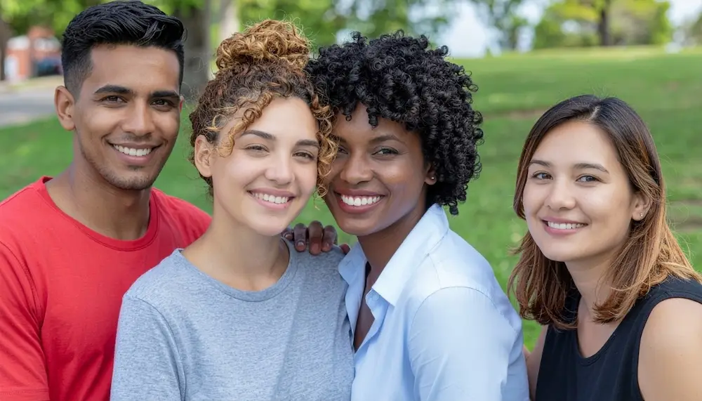 A group of smiling teenagers in Springfield, MA who have received support for their ADHD and anaxiety.
