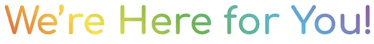 A rainbow gradient of text showing inclusion and support.